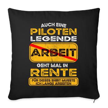 Pilot lustiges Rente Pension - Sofakissenbezug 45 x 45 cm - Schwarz - Vorne
