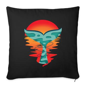 Ocean Sunset Fish Greeting Shark Fin Ahoy - Sofa pillowcase 17,3'' x 17,3'' (45 x 45 cm) - black - Front