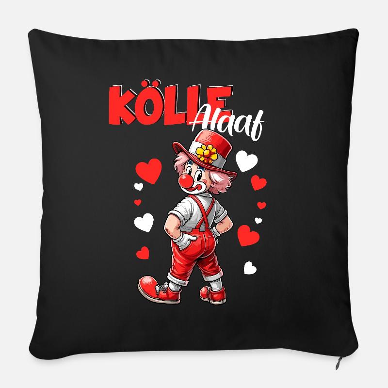 Köln Kölle Alaaf Karneval Clown Rut Wiess Kostüm - Sofakissenbezug 45 x 45 cm - Schwarz