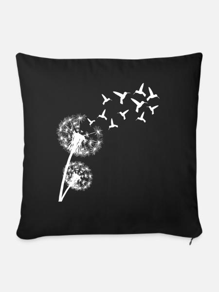 Hummingbird Dandelion - Sofakissenbezug 45 x 45 cm - Schwarz