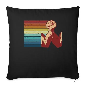 Retro Exercise Hand Wrestling Techniques Arm - Sofa pillowcase 17,3'' x 17,3'' (45 x 45 cm) - black - Front