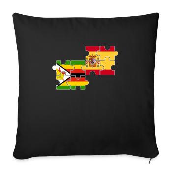 Zimbabwe Espagne Drapeau Espagnol Zimbabwéen - Housse de coussin décorative 45 x 45 cm - noir - Devant