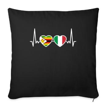 Zimbabwe, Italie, Heartbeat, Drapeau, Zimbabwéen - Housse de coussin décorative 45 x 45 cm - noir - Devant