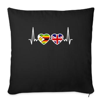 Zimbabwe UK Heartbeat Flag British Zimbabwéen - Housse de coussin décorative 45 x 45 cm - noir - Devant