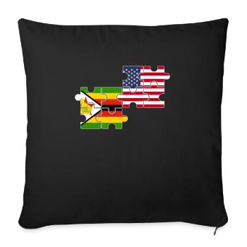 Zimbabwe, Etats-Unis, drapeau, Américain, Zimbabwéen - Housse de coussin décorative 45 x 45 cm - noir - Devant