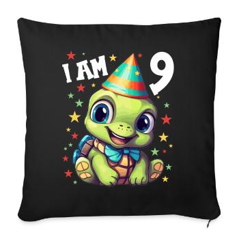 I'm 9 Turtles Turtle 9th Birthday - Sofa pillowcase 17,3'' x 17,3'' (45 x 45 cm) - black - Front