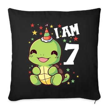 Ich bin 7 Schildkröten Schildkröte 7. Geburtstag - Sofakissenbezug 45 x 45 cm - Schwarz - Vorne