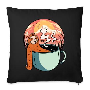 Sloth, Relaxation, Tea, Coffee, Break, Ready for Vacation - Sofa pillowcase 17,3'' x 17,3'' (45 x 45 cm) - black - Front