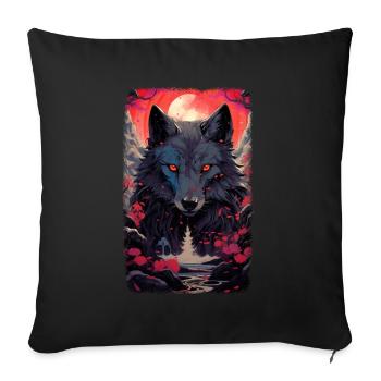 Spirit Wolf Fox Aesthetic Japanese Kitsune - Sofa pillowcase 17,3'' x 17,3'' (45 x 45 cm) - black - Front