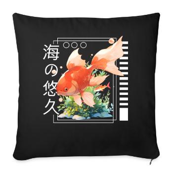 Kawaii Gold Fish Underwater Japanese Kanji Anime A - Sofakissenbezug 45 x 45 cm - Schwarz - Vorne