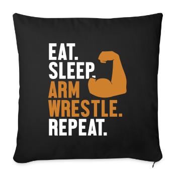 Manger Dormir Bras Lutter Répéter Exercice Entraîneur Bras - Housse de coussin décorative 45 x 45 cm - noir - Devant