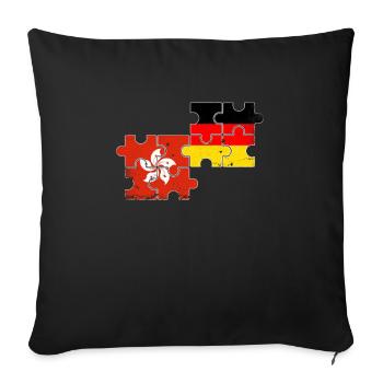 Hong Kong Allemagne Vintage drapeau Hong Kong - Housse de coussin décorative 45 x 45 cm - noir - Devant
