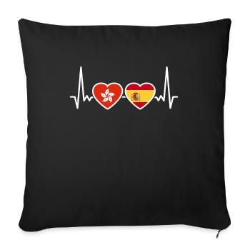 Hong Kong Spain Heartbeat Flag Hong Kong - Sofa pillowcase 17,3'' x 17,3'' (45 x 45 cm) - black - Front