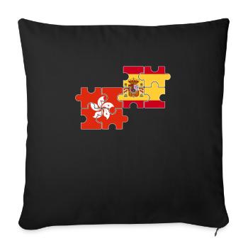 Hong Kong Espagne Drapeau Hong Kong - Housse de coussin décorative 45 x 45 cm - noir - Devant