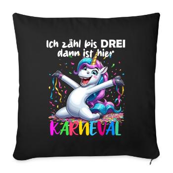 Licorne Carnaval Confettis Alaaf Helau Party Drôle - Housse de coussin décorative 45 x 45 cm - noir - Devant