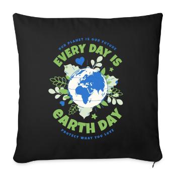 Chaque jour, c’est le Jour de la Terre - Housse de coussin décorative 45 x 45 cm - noir - Devant