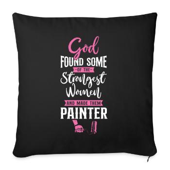 Peintre en bâtiment Décorateur Femme - Housse de coussin décorative 45 x 45 cm - noir - Devant