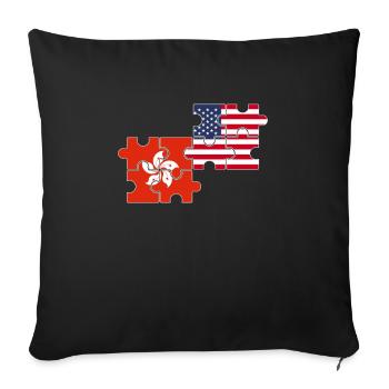 Hong Kong USA Drapeau Américain Hong Konger - Housse de coussin décorative 45 x 45 cm - noir - Devant