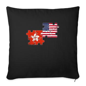 Hong Kong USA Vintage drapeau Hong Konger - Housse de coussin décorative 45 x 45 cm - noir - Devant