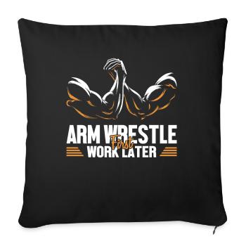 Bras de fer Travail d’abord, Bras d’exercice - Housse de coussin décorative 45 x 45 cm - noir - Devant
