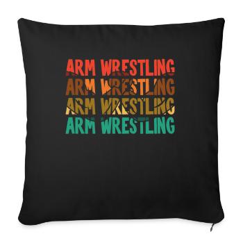 Retro Text Hand Wrestling Techniques Exercise Arm - Sofa pillowcase 17,3'' x 17,3'' (45 x 45 cm) - black - Front