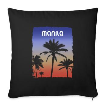 Manila Philippines Sunset Vacation Souvenir Palm - Sofa pillowcase 17,3'' x 17,3'' (45 x 45 cm) - black - Front