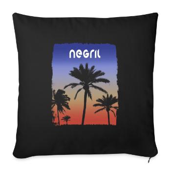 Negril Jamaika Sonnenuntergang Urlaub Souvenir Palme - Sofakissenbezug 45 x 45 cm - Schwarz - Vorne