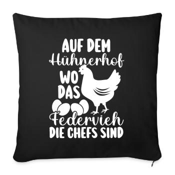 Huhn Bauer Bauernhof Küken Landwirt Hühner - Sofakissenbezug 45 x 45 cm - Schwarz - Vorne