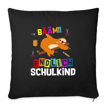 Bääm Finally Schoolchild Sloth School Enrollment - Sofa pillowcase 17,3'' x 17,3'' (45 x 45 cm) - black - Front