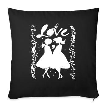 Liebesgrafik für Frauen mit Liebe - Sofakissenbezug 45 x 45 cm - Schwarz - Vorne