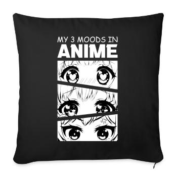 Kawaii Anime Eyes Funny Manga Otaku Cute Emotion - Sofakissenbezug 45 x 45 cm - Schwarz - Vorne