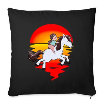 Rider, Horse, Children, Sunset, Ride, Steed - Sofa pillowcase 17,3'' x 17,3'' (45 x 45 cm) - black - Front