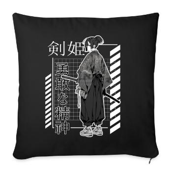 Samurai Anime Japanese Anti Social Streetwear Vapo - Sofakissenbezug 45 x 45 cm - Schwarz - Vorne