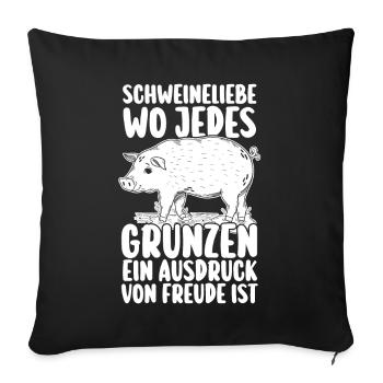 Schwein Schweinebauer Bauernhof Schweine - Sofakissenbezug 45 x 45 cm - Schwarz - Vorne