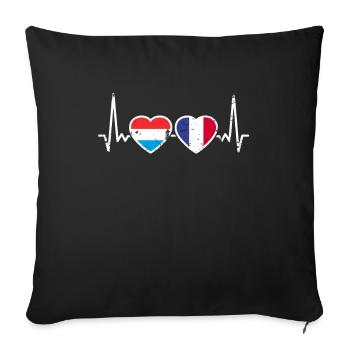 Luxembourg France Vintage Heartbeat Flag - Sofa pillowcase 17,3'' x 17,3'' (45 x 45 cm) - black - Front