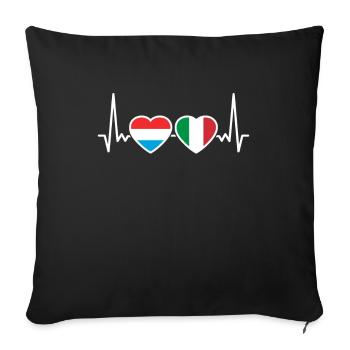 Luxembourg Italie Heartbeat Flag Luxembourgeois - Housse de coussin décorative 45 x 45 cm - noir - Devant