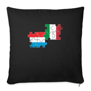 Luxembourg Italie Heartbeat Flag Luxembourgeois - Housse de coussin décorative 45 x 45 cm - noir - Devant