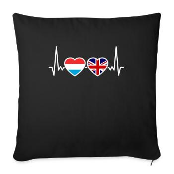 Luxembourg UK Heartbeat Flag Luxembourgeois britannique - Housse de coussin décorative 45 x 45 cm - noir - Devant