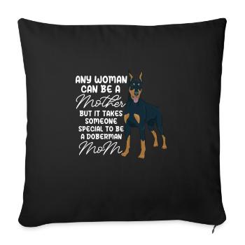 Doberman chien chiens cadeau pour animaux de compagnie - Housse de coussin décorative 45 x 45 cm - noir - Devant