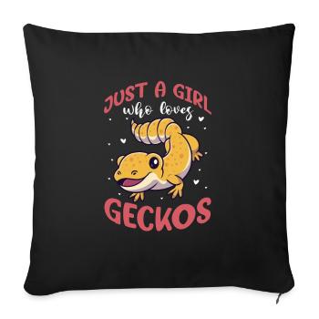 Gecko Salamander Lizard Reptile Gift - Sofa pillowcase 17,3'' x 17,3'' (45 x 45 cm) - black - Front