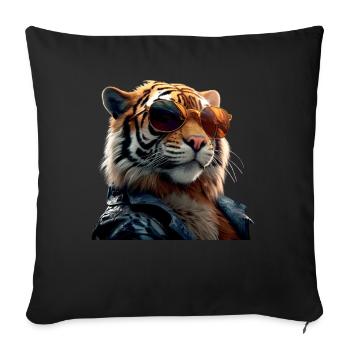 Tiger Big Cat Wild Cats Lover Cute Tiger - Sofa pillowcase 17,3'' x 17,3'' (45 x 45 cm) - black - Front