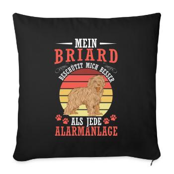 Briard me protège Berger de Brie Briard - Housse de coussin décorative 45 x 45 cm - noir - Devant