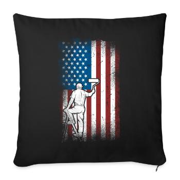 Peintre en bâtiment Décorateur Américain - Housse de coussin décorative 45 x 45 cm - noir - Devant