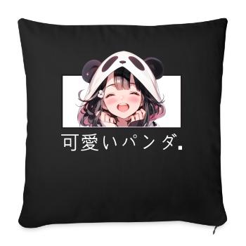 Kawaii Panda Girl Cute Anime Japanese Streetwear - Sofakissenbezug 45 x 45 cm - Schwarz - Vorne