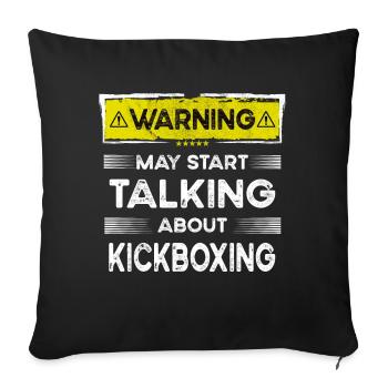 Parler de Kickboxing drôle - Housse de coussin décorative 45 x 45 cm - noir - Devant