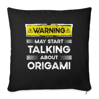 Parler d’origami drôle - Housse de coussin décorative 45 x 45 cm - noir - Devant