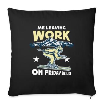 Leaving Work on Friday, Skiing, Downhill, Alps - Sofa pillowcase 17,3'' x 17,3'' (45 x 45 cm) - black - Front