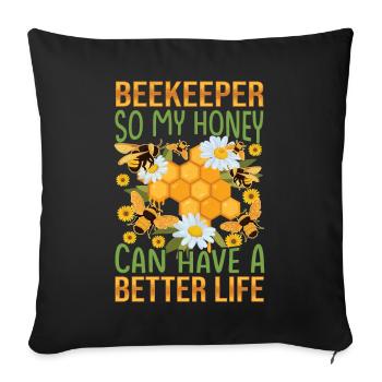 Juste du miel dans mon - Amoureux des abeilles - Housse de coussin décorative 45 x 45 cm - noir - Devant