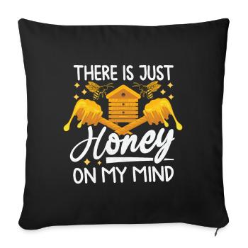 Juste du miel dans mon - Amoureux des abeilles - Housse de coussin décorative 45 x 45 cm - noir - Devant