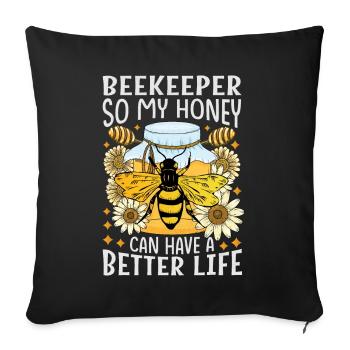 Juste du miel dans mon - Amoureux des abeilles - Housse de coussin décorative 45 x 45 cm - noir - Devant
